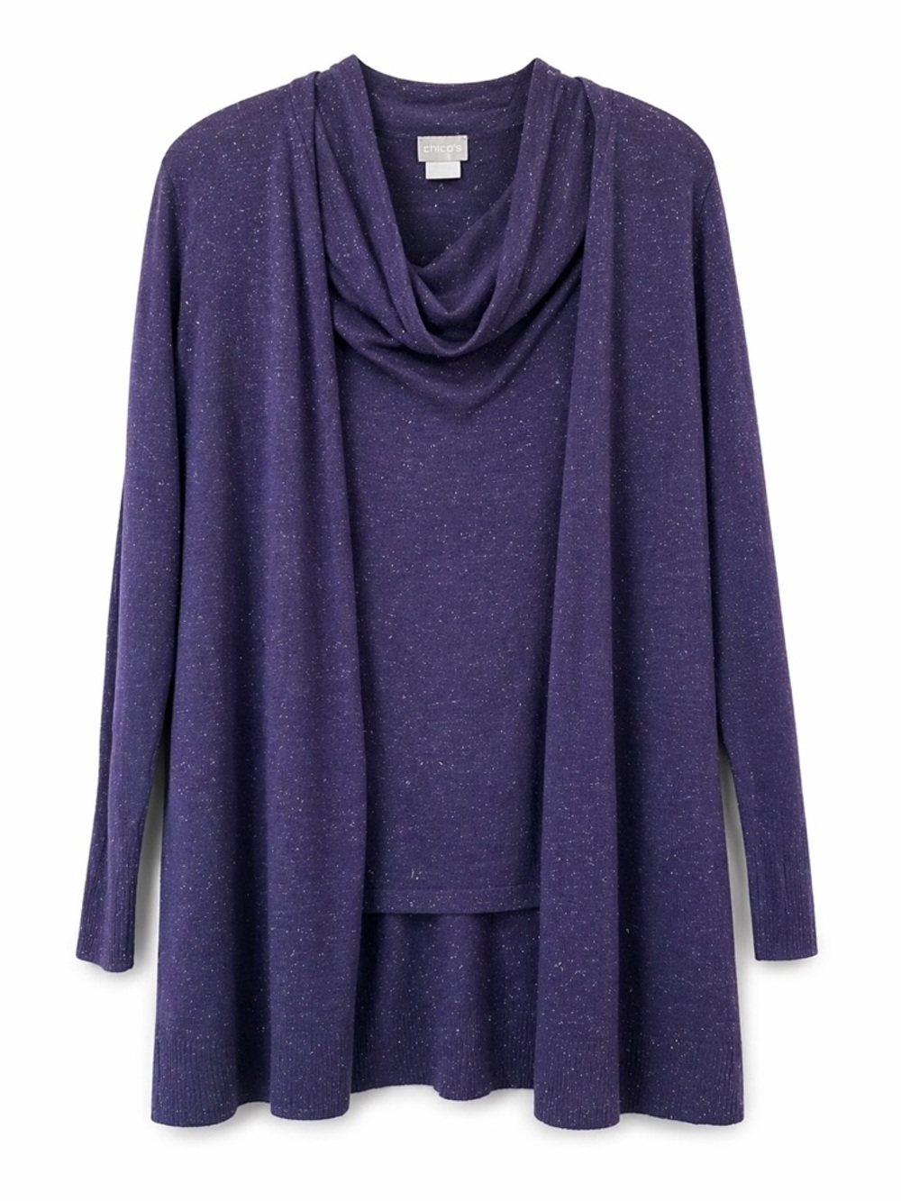 Chico’s 2pc Knit Set Purple Shimmer Cashmere Blend (Size 2)